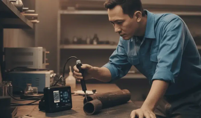 Alat Analisa Struktur Baja NOVOTEST KRC-M2 - perangkat portabel untuk mengukur tegangan sisa pada logam.