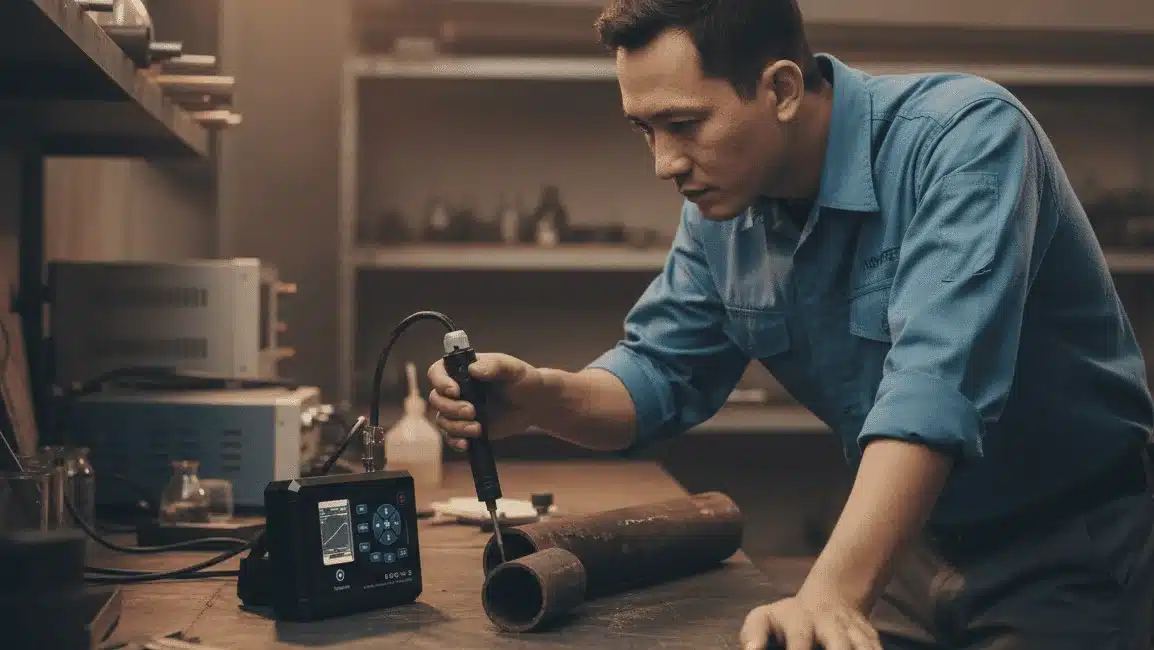 Alat Analisa Struktur Baja NOVOTEST KRC-M2 - perangkat portabel untuk mengukur tegangan sisa pada logam.