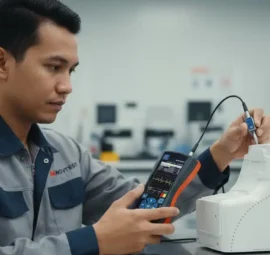 Alat Pendeteksi Retakan NOVOTEST UD2301 - perangkat flaw detector dengan layar digital dan probe ultrasonik.