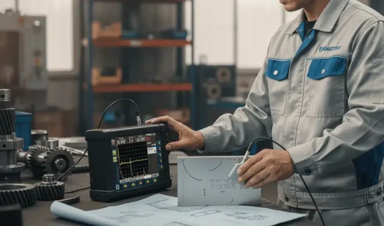 Alat Pendeteksi Cacat Ultrasonik NOVOTEST UD1 - perangkat portabel untuk inspeksi las pada peralatan industri.