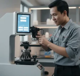 Alat Uji Kekerasan Analog NOVOTEST TB-BRV - perangkat uji kekerasan Vickers untuk analisis fatigue pada bilah turbin.