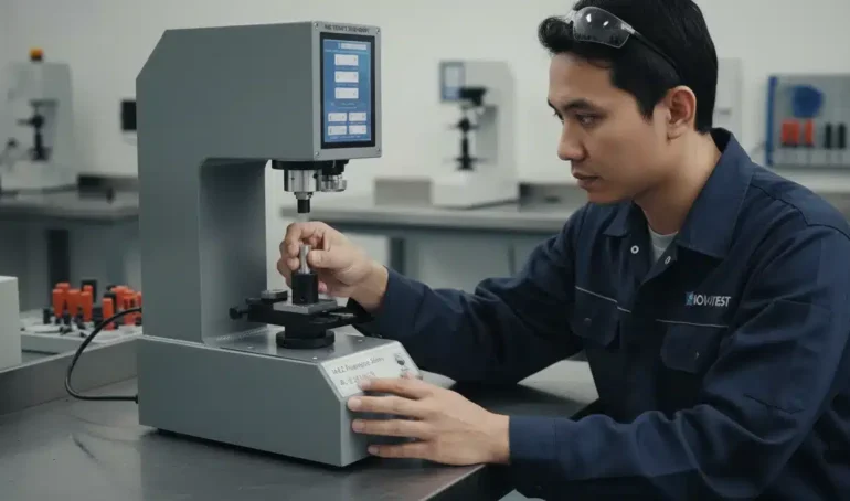 Alat Uji Kekerasan Analog NOVOTEST TB-BRV - alat uji kekerasan Brinell analog portabel dengan dial dan indentor.