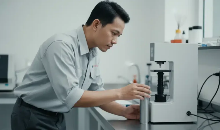Alat Uji Kekerasan Digital Brinell NOVOTEST TB-B-C - tampilan alat pengukur kekerasan digital untuk pipa berdinding tipis