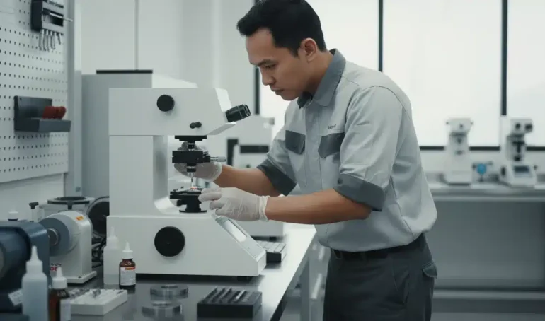 Alat Uji Kekerasan Mikro NOVOTEST TB-MCV-1M - Mikrohardness tester untuk deteksi retak lelah pada lubang countersink