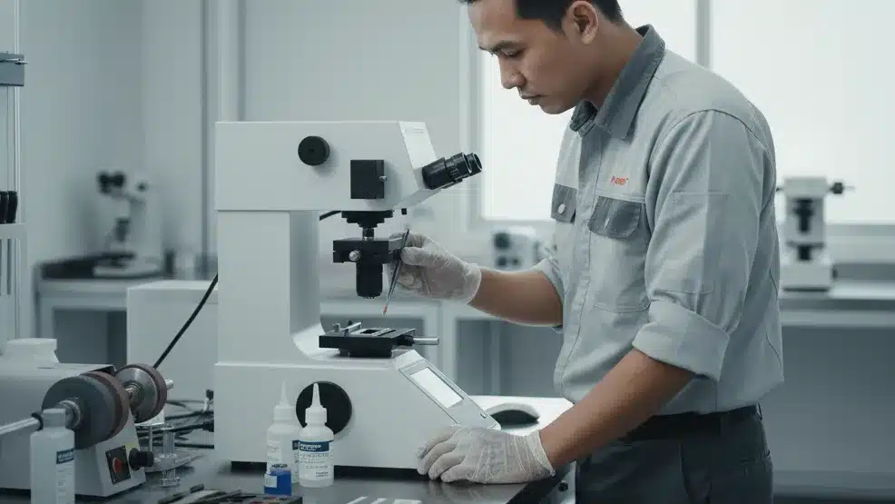 Alat Uji Kekerasan Mikro NOVOTEST TB-MCV-1M - perangkat uji dengan mikroskop dan layar digital