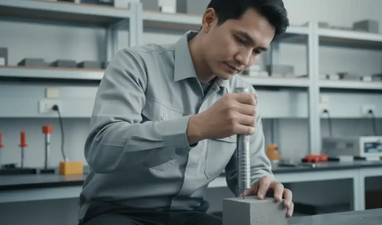 Alat Uji Kekerasan NOVOTEST SH1518 - tampak depan alat pengukur kekerasan di atas permukaan coating.