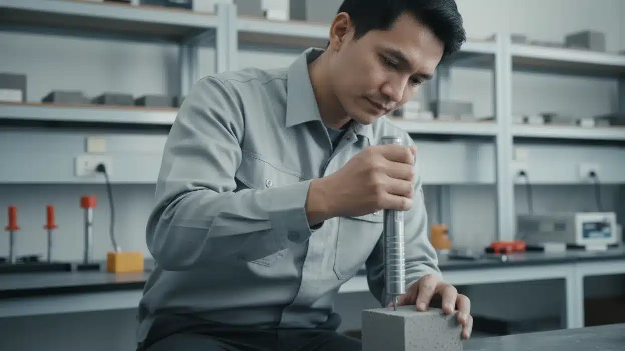 Alat Uji Kekerasan NOVOTEST SH1518 - tampak depan alat pengukur kekerasan di atas permukaan coating.