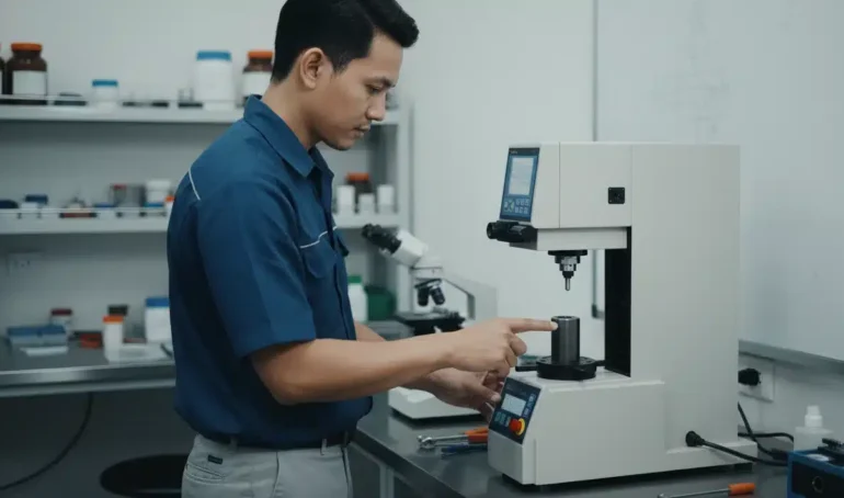 Alat Uji Kekerasan NOVOTEST TB-B-CM - perangkat uji Brinell digital dengan probe untuk deteksi austenit sisa.