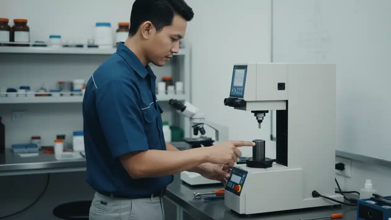 Alat Uji Kekerasan NOVOTEST TB-B-CM - perangkat uji Brinell digital dengan probe untuk deteksi austenit sisa.