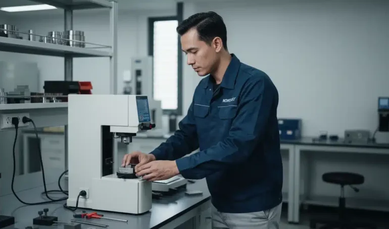 Alat Uji Kekerasan NOVOTEST TB-B-CM - perangkat genggam dengan layar digital dan probe uji