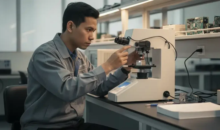 Alat Uji Kekerasan NOVOTEST TB-MCV-10 - instrumen untuk memetakan microhardness pada IC guna deteksi cratering.