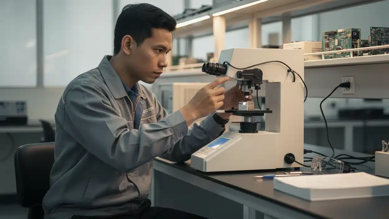 Alat Uji Kekerasan NOVOTEST TB-MCV-10 - instrumen untuk memetakan microhardness pada IC guna deteksi cratering.