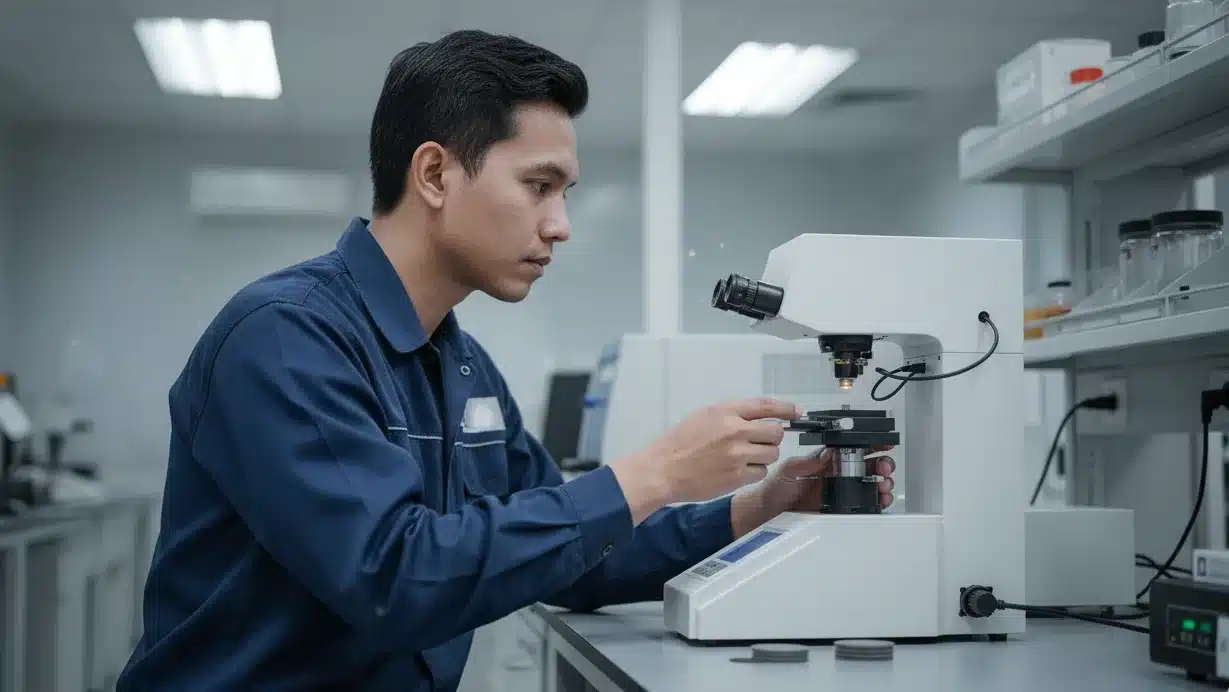 Alat Uji Kekerasan NOVOTEST TB-MCV-10 - perangkat pengukur kekerasan untuk mencegah retak pada paket IC tipis