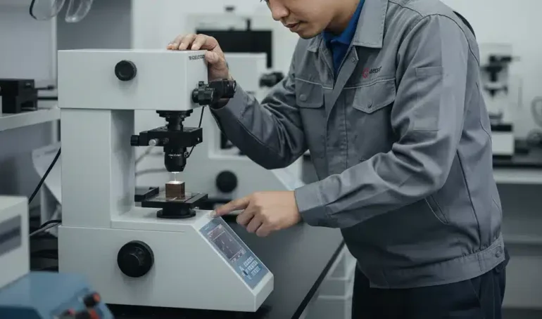 Alat Uji Kekerasan NOVOTEST TB-MCV-1A - perangkat uji mikro Vickers presisi untuk kualitas implan ortopedi
