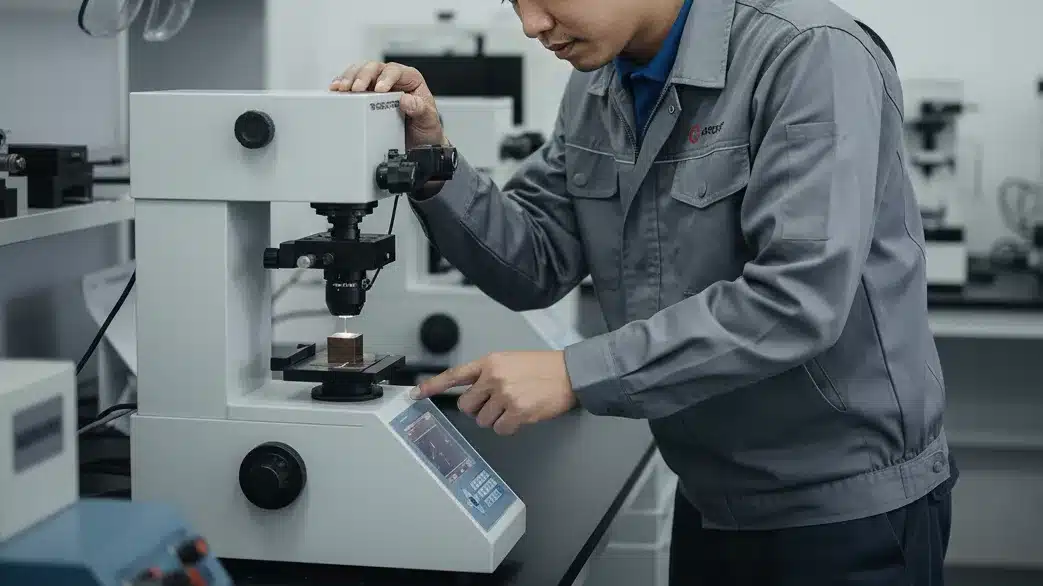 Alat Uji Kekerasan NOVOTEST TB-MCV-1A - perangkat uji mikro Vickers presisi untuk kualitas implan ortopedi