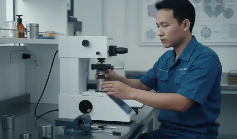 Alat Uji Kekerasan NOVOTEST TB-MCV-1A - perangkat portabel presisi tinggi untuk deteksi work hardening implan medis.