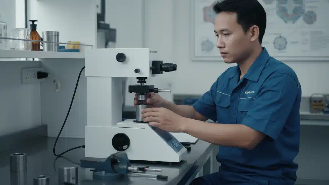 Alat Uji Kekerasan NOVOTEST TB-MCV-1A - perangkat portabel presisi tinggi untuk deteksi work hardening implan medis.