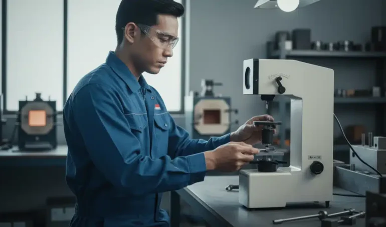 Alat Uji Kekerasan NOVOTEST TB-R - tampak depan alat portabel dengan layar digital, probe, dan tombol kontrol