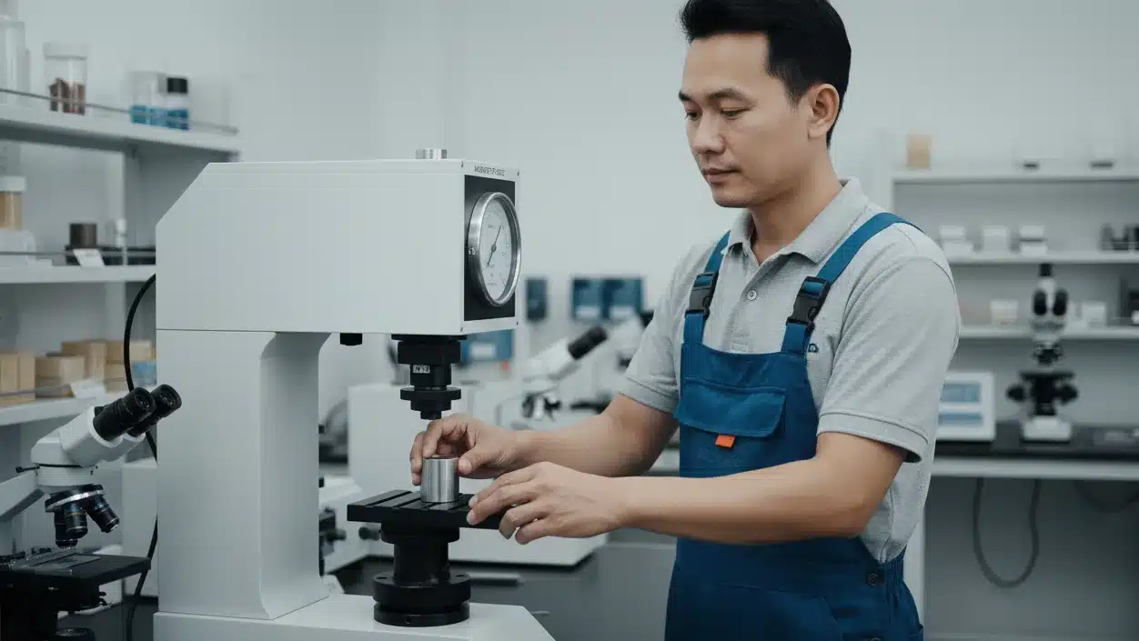 Alat Uji Kekerasan Analog NOVOTEST TB-BRV-D - perangkat analog dengan dial gauge untuk mapping kekerasan non-destruktif pada perhiasan