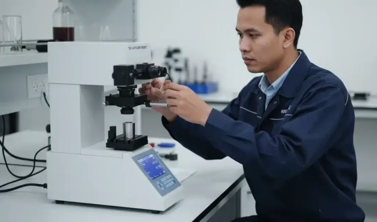 Alat Uji Kekerasan NOVOTEST TB-MCV-1A - alat uji kekerasan mikro Vickers dengan tampilan digital dan tuas pengujian