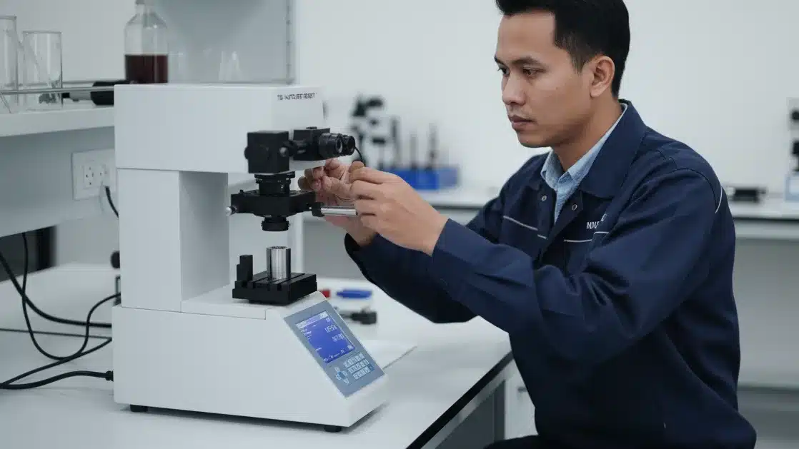 Alat Uji Kekerasan NOVOTEST TB-MCV-1A - alat uji kekerasan mikro Vickers dengan tampilan digital dan tuas pengujian