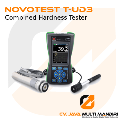 Alat Uji Kekerasan NOVOTEST T-UD3 - perangkat digital dengan probe dan kabel, digunakan untuk pengujian non-destruktif head hardening rel kereta