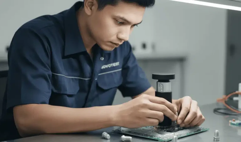 Alat Uji Adhesi NOVOTEST AC-4624 - Tampak depan alat uji pull-off dengan layar digital dan pegangan.