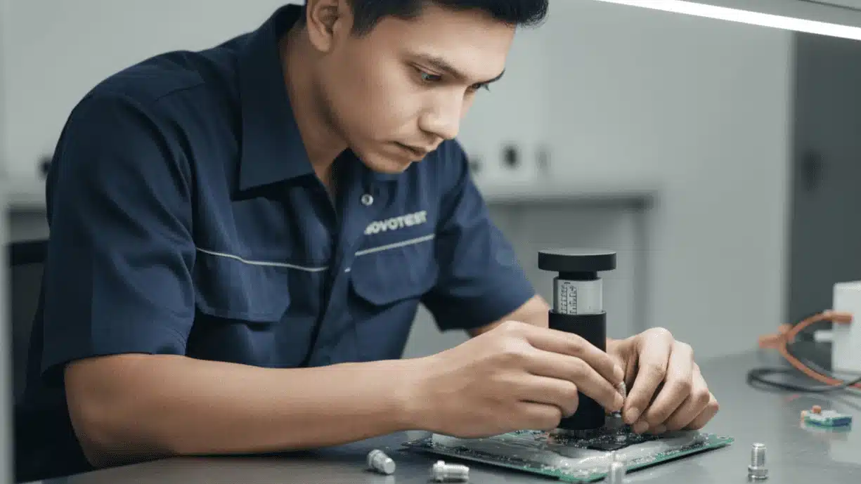 Alat Uji Adhesi NOVOTEST AC-4624 - Tampak depan alat uji pull-off dengan layar digital dan pegangan.