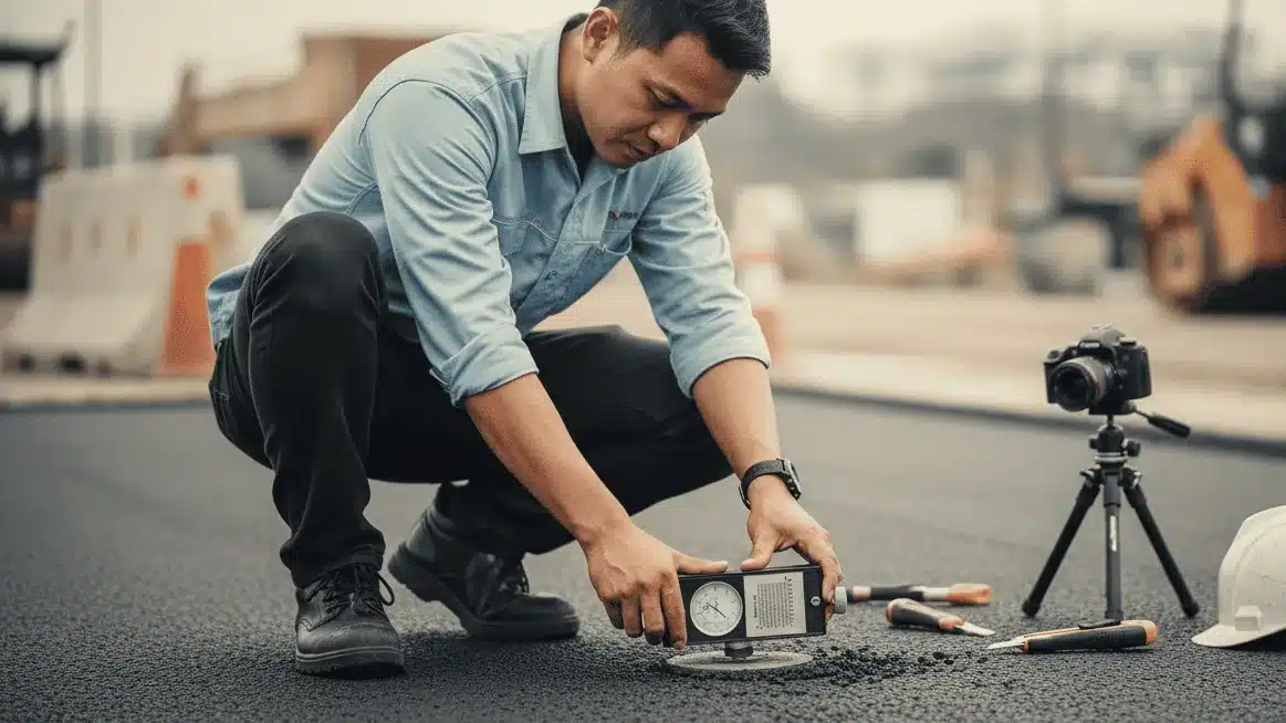 Alat Uji Adhesi NOVOTEST CM4219 - Tester adhesi aspal digital untuk deteksi kegagalan ikatan jalan.