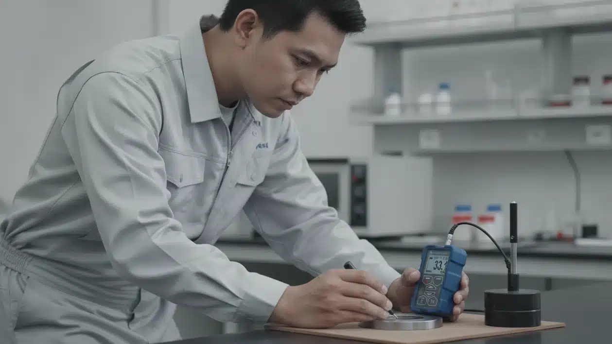 verifikasi kekerasan logam setelah proses curing menggunakan NOVOTEST TD2