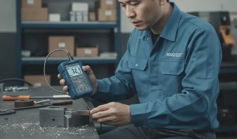 Alat Ukur Kekerasan Logam NOVOTEST TUD2 - Probe UCI 10N mendeteksi surface softening pada blade turbin gas tipis.