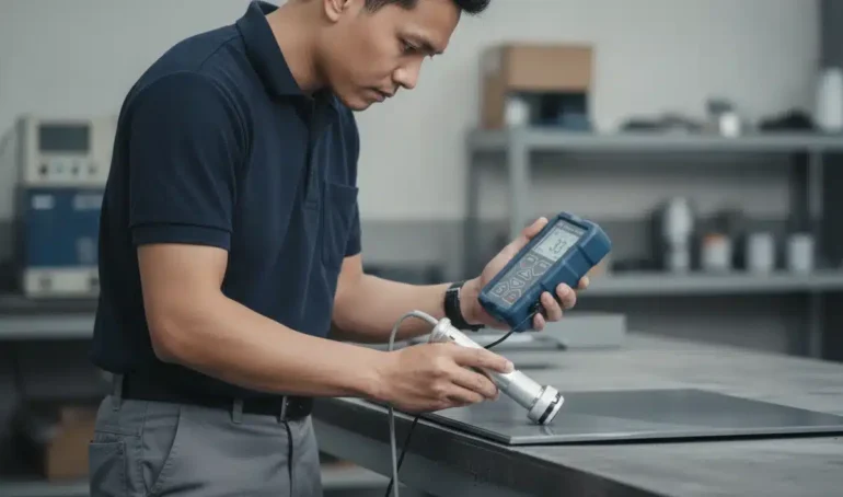Alat Ukur Kekerasan Logam NOVOTEST TUD2 - Perangkat genggam dengan probe UCI 10N dan layar digital