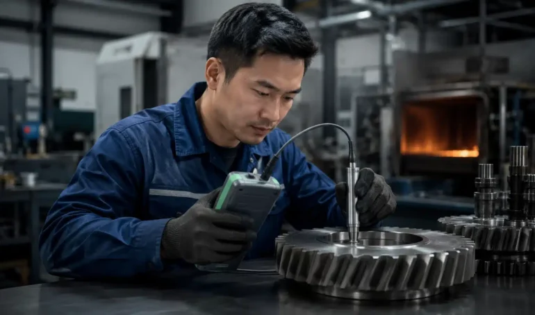 mengukur kekerasan gear Pasca Heat Treatment dengan NOVOTEST T‑U3