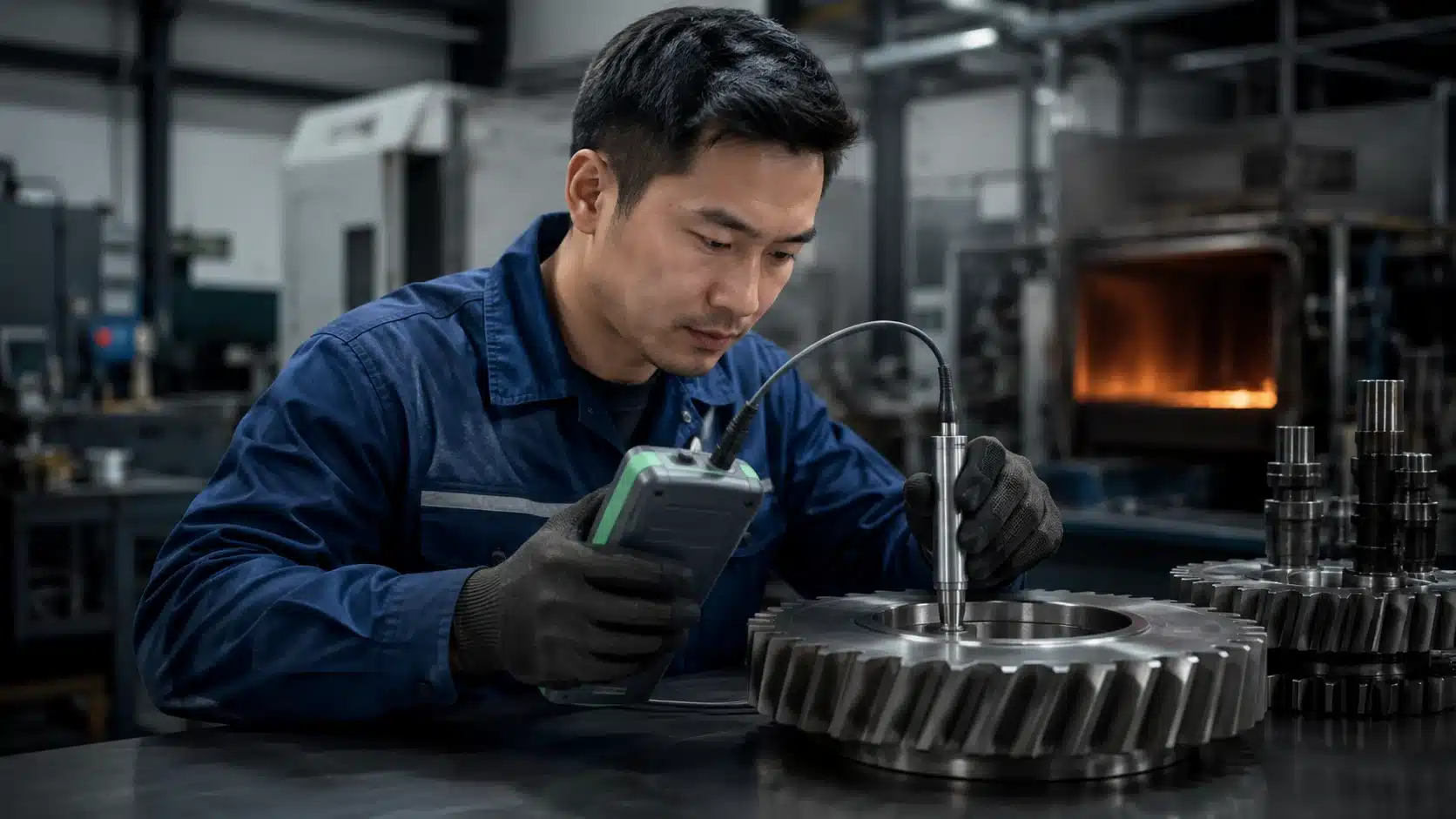 mengukur kekerasan gear Pasca Heat Treatment dengan NOVOTEST T‑U3