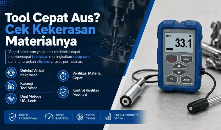 Alat Ukur Kekerasan Logam NOVOTEST TUD2 - Perangkat portabel dengan layar digital dan probe untuk pengukuran kekerasan logam dual-metode.
