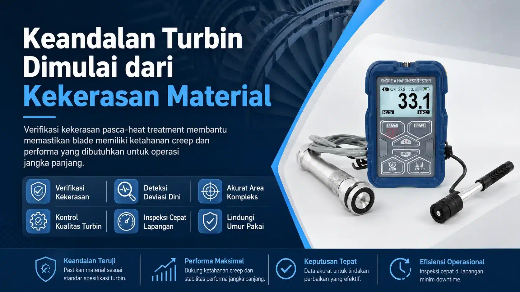 Alat Ukur Kekerasan Logam NOVOTEST TUD2 - Verifikasi kekerasan blade turbin pasca heat treatment