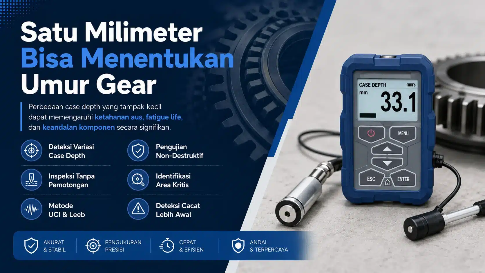 NOVOTEST TUD2 - Deteksi case depth gear dengan alat ukur kekerasan portabel