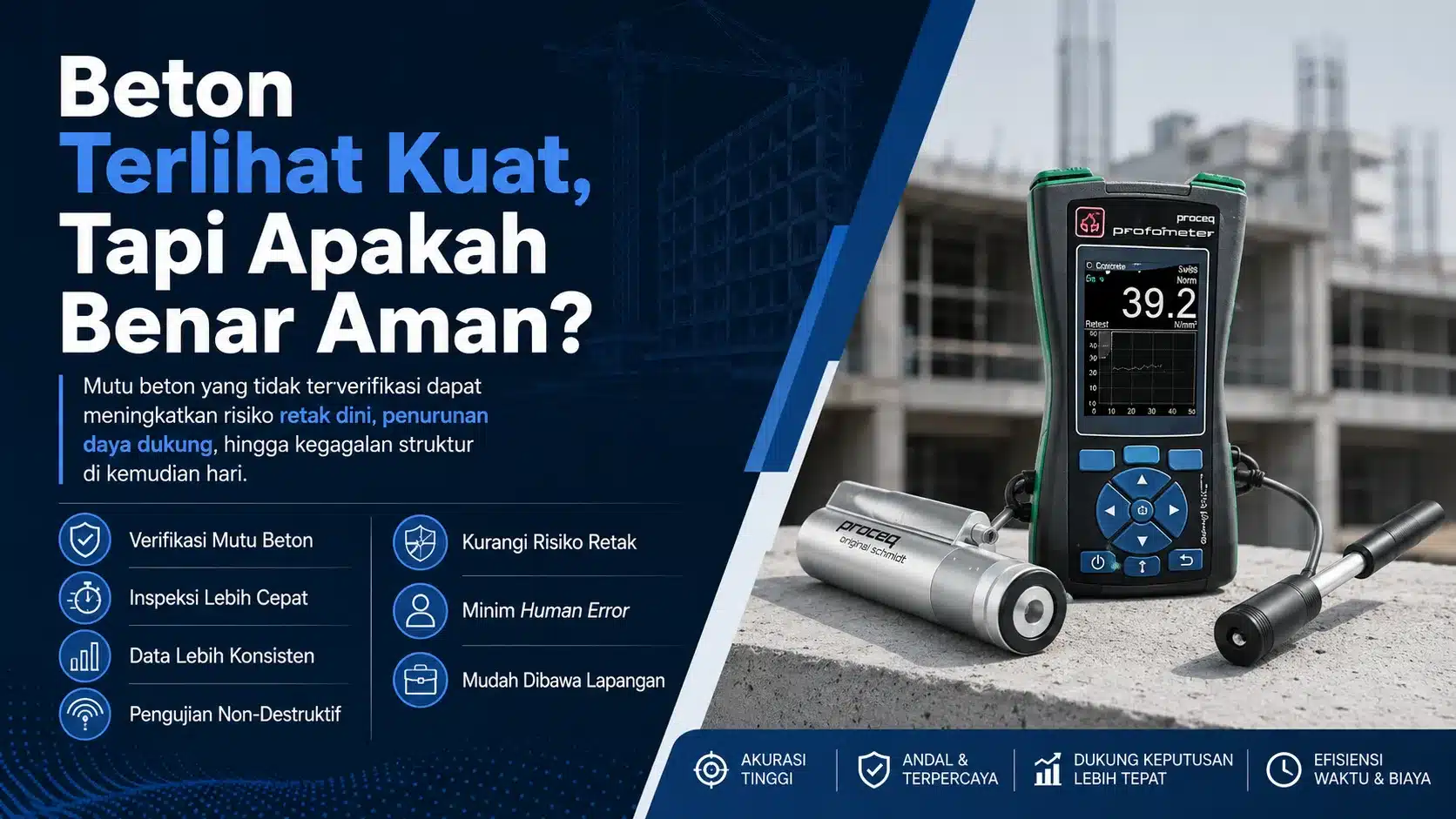Alat Uji Kekerasan NOVOTEST TUD3 - Perangkat uji beton non-destruktif dengan layar digital dan probe