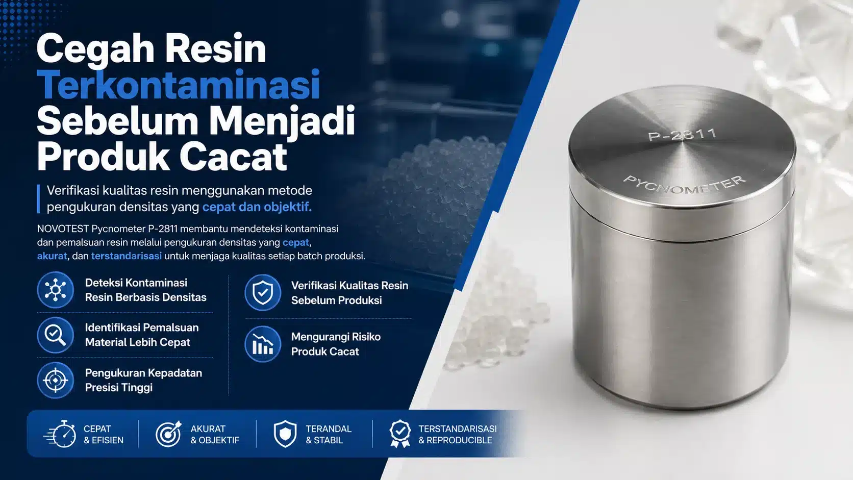 deteksi kontaminasi resin melalui pengukuran densitas menggunakan nobotest Pycnometer P-2811