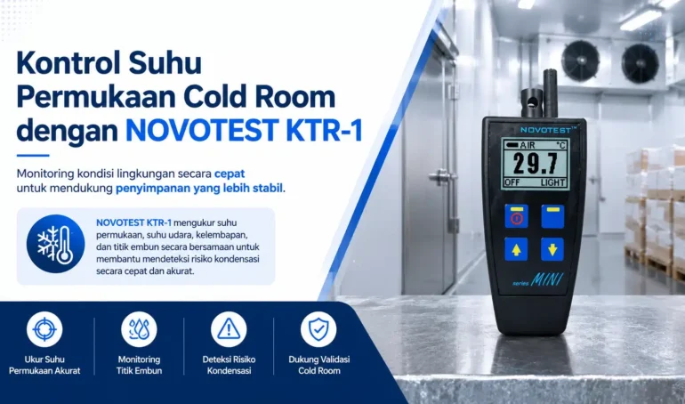 NOVOTEST KTR-1 mengukur suhu permukaan, suhu udara, kelembapan, dan titik embun secara bersamaan untuk membantu mendeteksi risiko kondensasi secara cepat dan akurat.