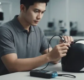 pengukuran ketebalan cat menggunakan coating thickness meter novotest untuk mengukur ketebalan cat pada helm kendaraan