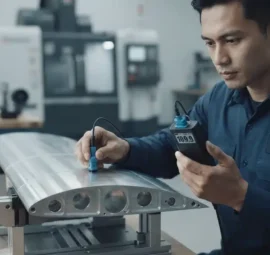 pengukuran ketebalan pada wing skin aerospace pasca machining