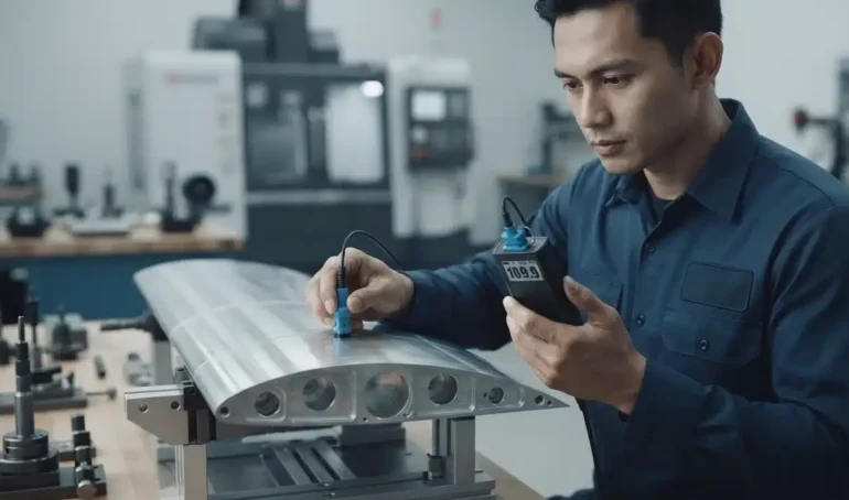 pengukuran ketebalan pada wing skin aerospace pasca machining