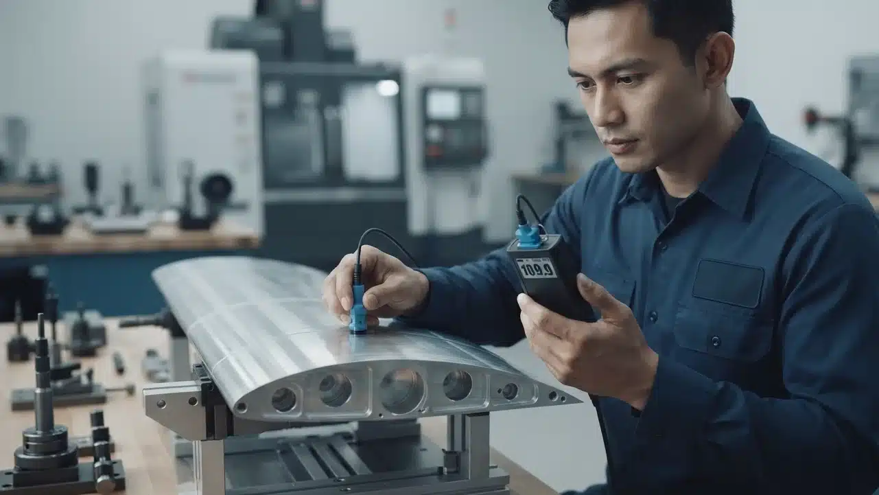 pengukuran ketebalan pada wing skin aerospace pasca machining