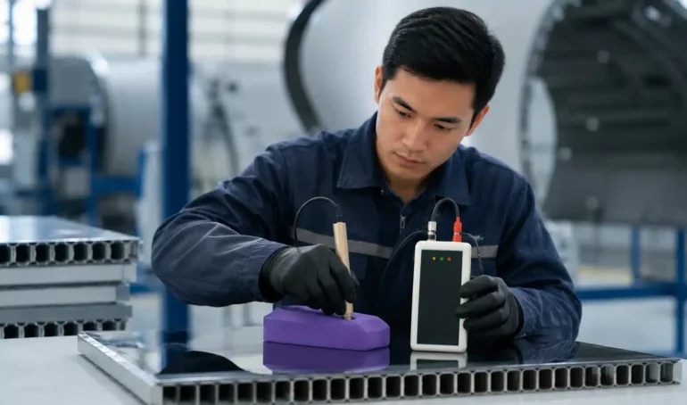 inspeksi cepat porositas pada komposit menggunakan Alat Ukur Porositas NOVOTEST ED-3D