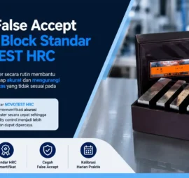 Block Standar NOVOTEST HRC membantu memverifikasi akurasi hardness tester secara cepat sehingga proses quality control menjadi lebih konsisten dan dapat dipercaya.