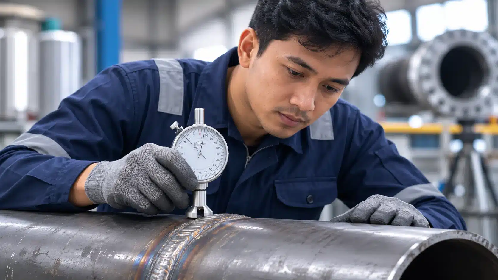Ukur kedalaman alur sempit pada sambungan las pipeline menggunakan novotest limit