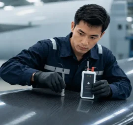 pengukuran porositas pada wing panel menggunakan novotest
