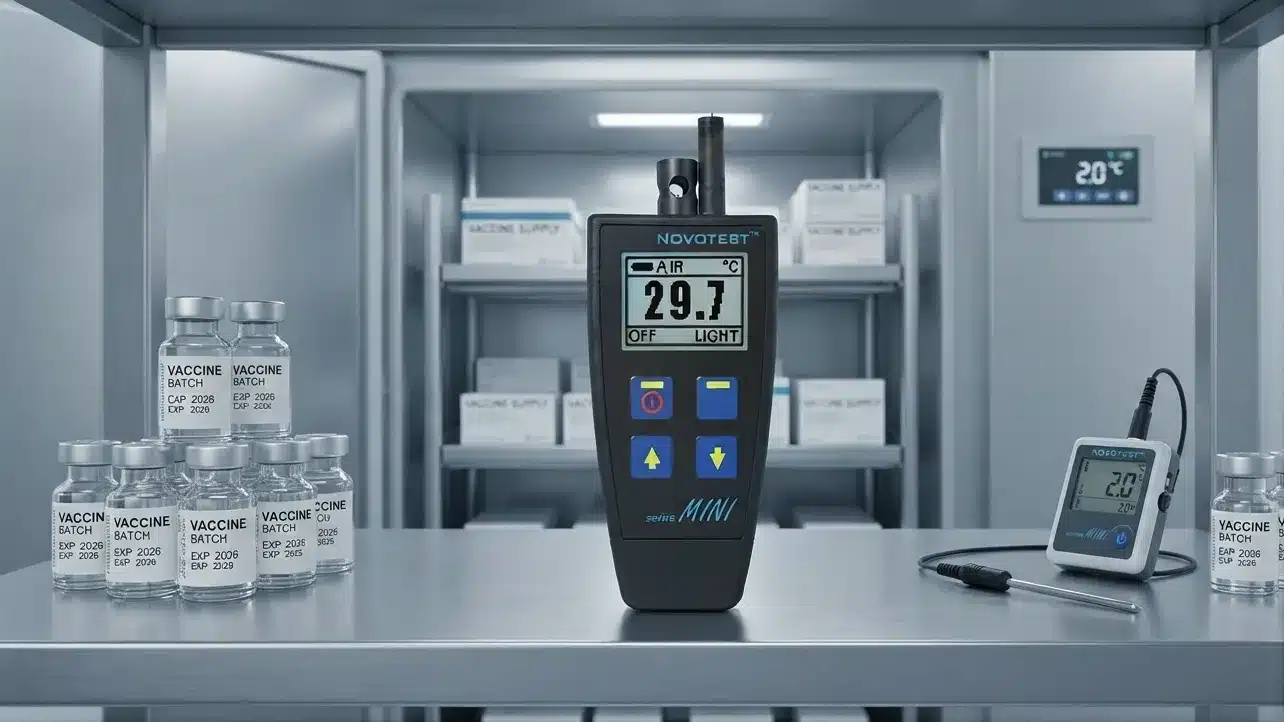 alat ukur titik embun pada cold storage vaksin untuk monitoring suhu kelembapan dan perhitungan titik embun