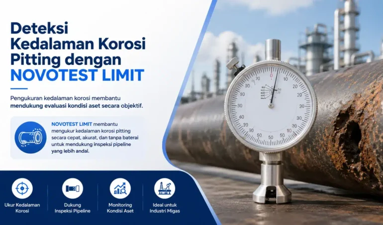 NOVOTEST LIMIT membantu mengukur kedalaman korosi pitting secara cepat, akurat, dan tanpa baterai untuk mendukung inspeksi pipeline yang lebih andal.